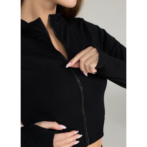Кроп-кофта женская Flexit Flex Crop Zip-Up Active на молнии с митенками, Black