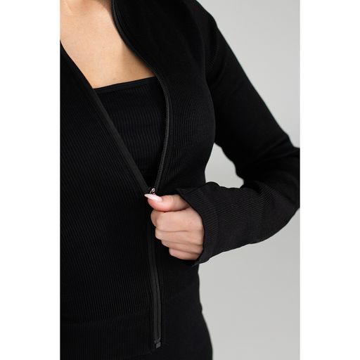 Спортивный лонгслив женский Flexit Flex Longsleeve Bare на молнии, Black-Black