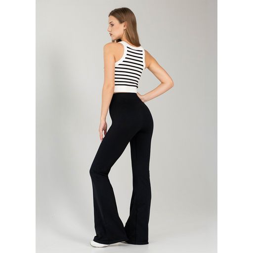 Бесшовные спортивные легинсы-клёш женские Flexit Flexing Leggings Faboluose, Black-Black
