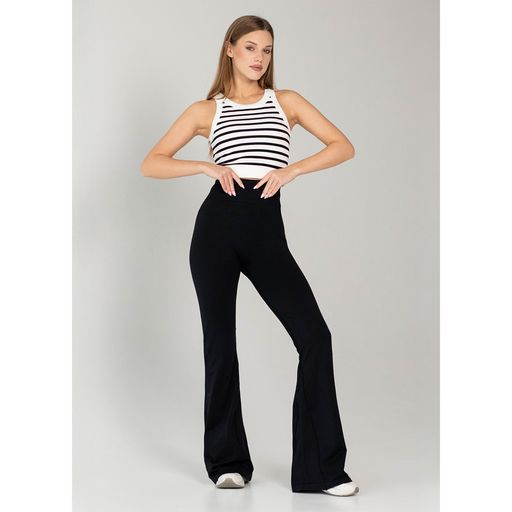 Бесшовные спортивные легинсы-клёш женские Flexit Flexing Leggings Faboluose, Black-Black