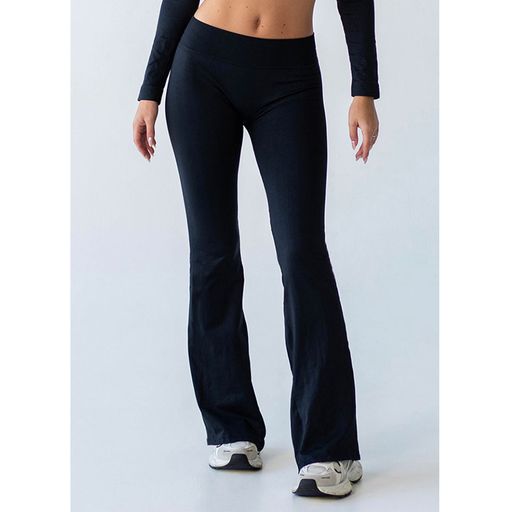 Бесшовные спортивные легинсы-клёш женские Flexit Flexing Leggings Jive с заниженной посадкой, Black-Black