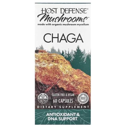Чага, Chaga, Host Defense, Mushrooms™, антиоксидант и поддержка ДНК, 60 капсул Fungi Perfecti vit0001522 (2043516)