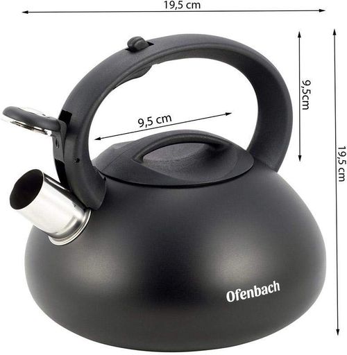 Чайник Happy Kettle из нержавеющей стали со свистком, матовый Ofenbach 19,5 см kuh0006803 (2044567)