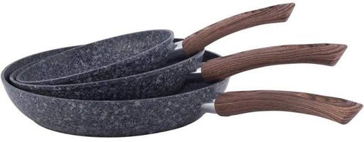 Набір 3 сковороди Grey Marble, індукційні з антипригарним покриттям Kamille Ø20х4,5 см, Ø24х5,5 см, Ø28х6,5 см kuh0007252 (2045324)