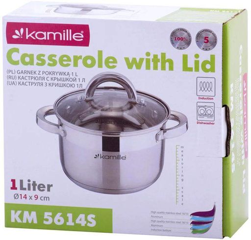 Каструля зі скляною кришкою, низька Kamille Ø14 см kuh0009869 (2045653)