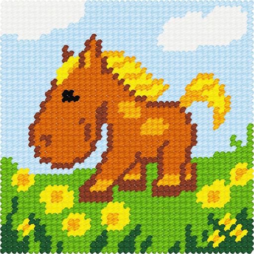 Вишивка напівхрестиком 15×15 см «Конячка», «Bambini», X-2035 (2046544)