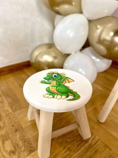 Стілець дерев'яний дитячий Табурет дитячий Ручної роботи "Дракон" 25x25x24 см. (2046824)