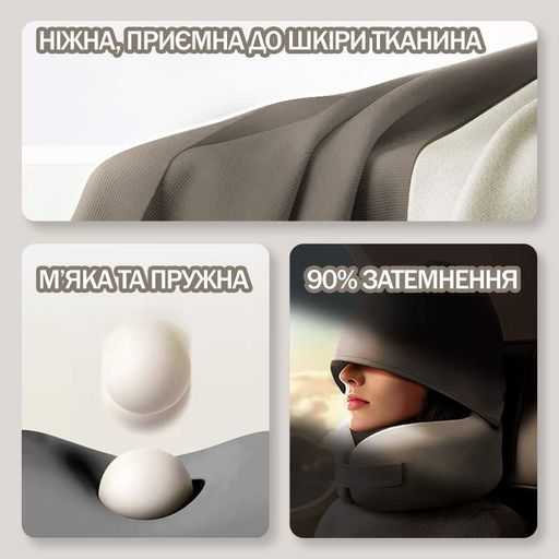 Ортопедична подушка з капюшоном Ice Silk з круговою підтримкою шиї + сумка для зберігання ,синього кольору KT7007535 (2047414)