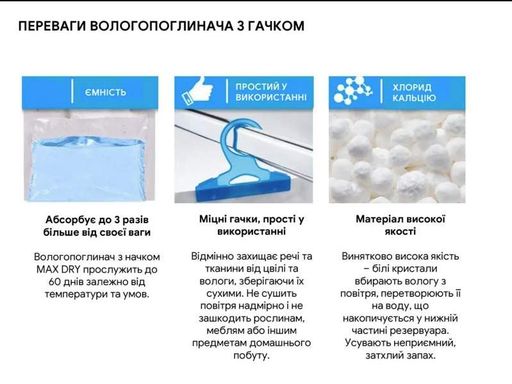 Вологопоглинач для дому від цвілі та вогкості осушувач повітря 2 шт волого поглинач вологи та запаху в шафу (2049145)