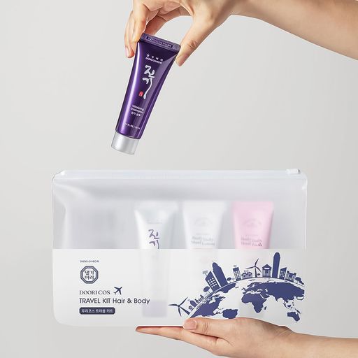 Дорожный набор для волос и тела Daeng Gi Meo Ri (шампунь Vitalizing, 50 мл + кондиционер Vitalizing, 50 мл + гель для душа Dandelion, 50 мл + лосьон для тела Dandelion, 50 мл)
