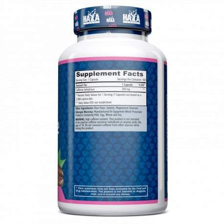 Передтренувальний комплекс Caffeine 200 mg, 100 капсул Haya Labs fit0025743 (2049499)