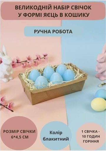 Свічки пасхальні великодні свічки у формі яєць свічка декоративна великодній декор блакитні свічки (2049538)