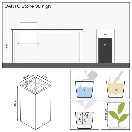Вазон Lechuza Canto Slatestone High 30 світло-сірий 15935 (2049652)