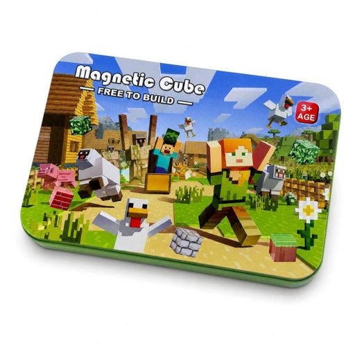 Магнітний конструктор Magnetic Cube Forest World у металевому кейсі, 60 деталей, дорожній набір для дітей 3+ (2050067)