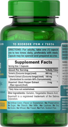 Puritans Pride Turmeric Curcumin 1000 мг Bioperine 5 мг 60 капс (2050638)