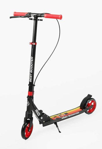 Самокат двоколісний Чорний Scooter 145 мм з амортизатором, ручним гальмом та складною конструкцією від 4–12 років (2050802)