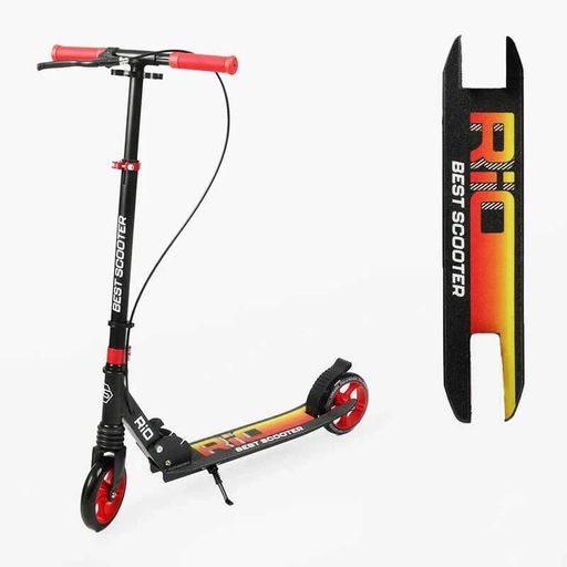 Самокат двоколісний Чорний Scooter 145 мм з амортизатором, ручним гальмом та складною конструкцією від 4–12 років (2050802)