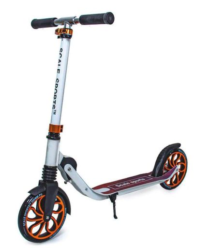 Дитячий самокат Scale Sports SS-17 для підлітків і дорослих білий колір з ножним заднім гальмом і з дзвінком та переднім амортизат (2050809)