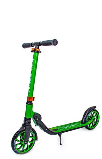 Дитячий самокат Scale Sports SS-17 для підлітків і дорослих зелений колір з ножним заднім гальмом і з дзвінком та переднім амортиз (2050810)