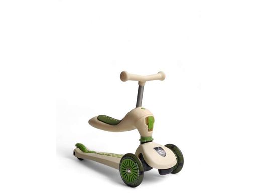 Детский самокат-трансформер 4в1 Scooters Ambrella K600 с сиденьем, козырьком и родительской ручкой Коричневый (2050839)