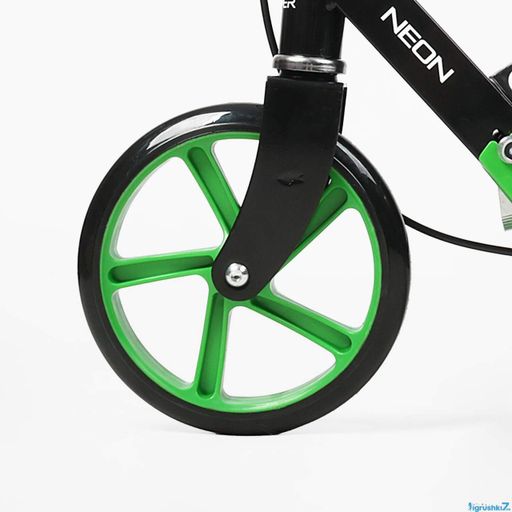 Самокат двухколесный Skyper Neon,Зеленый,колеса 200 мм,сложный, стальная рама, ручной и ножной тормоз, до 70 кг (2050893)