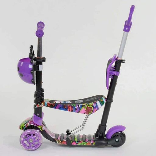 Дитячий самокат 5в1 Best Scooter з підсвічуванням коліс регульоване сидіння та ручка батьківського контролю для малюків (2051460)