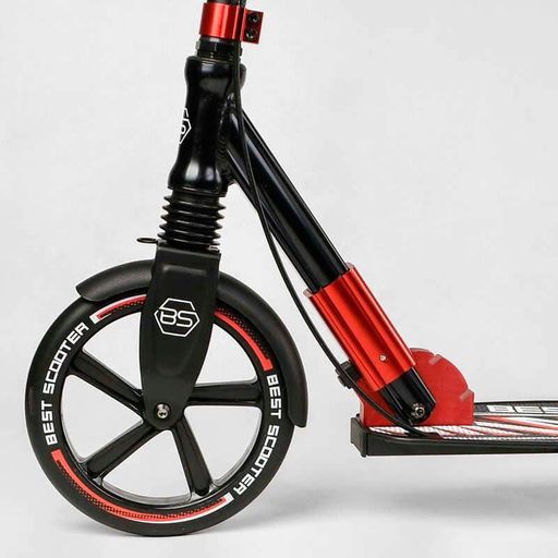 Алюмінієвий самокат "Best Scooter" з фарами 230мм PU колеса передній амортизатор для комфортної їзди до 100 кг (2052394)