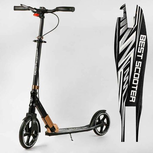 Алюминиевый самокат "Best Scooter" с большими колесами 230мм и 200мм, светодиодным фонарем, амортизатором для (2052396)