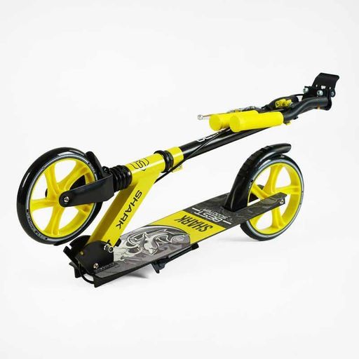 Двоколісний самокат Best Scooter SHARK з ручним гальмом амортизатором колеса 20 см для дітей складний алюмінієвий (2052415)