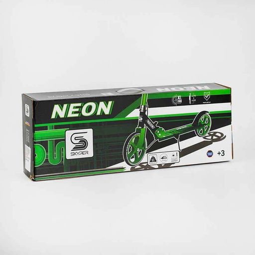 Двухколесный самокат Skyper Neon со стальной рамой, ручным тормозом, PU колеса 200мм для детей, складной (2052443)