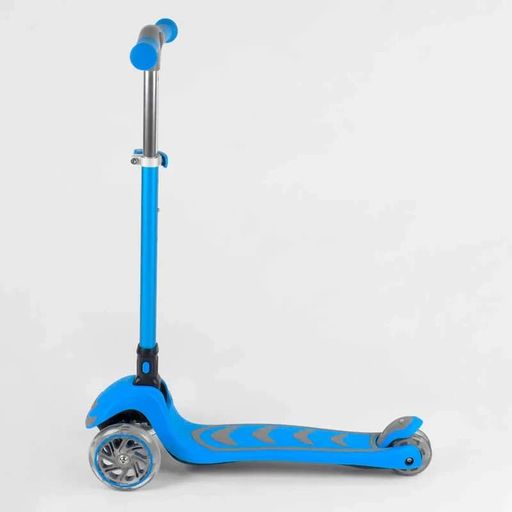 Трехколесный самокат Best Scooter ГОЛУБОЙ с алюминиевым складным рулем колеса PU со светом для детей (2052468)