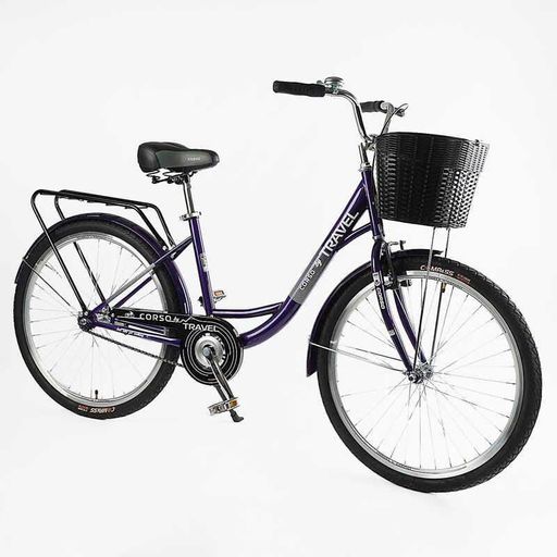 Міський велосипед 26" Corso TRAVEL рама 16,5" сталь вигнута з кошиком 1 швидкість зріст 150-165 см (2052989)