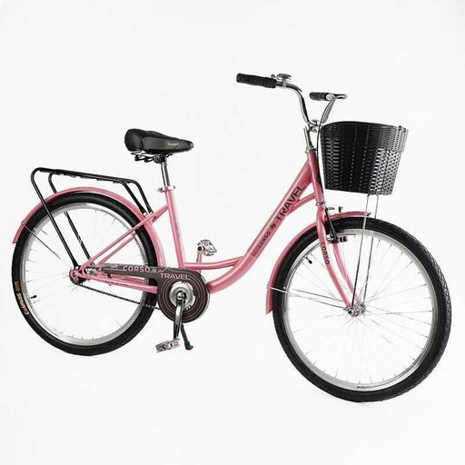 Міський велосипед 26" Corso TRAVEL рама 16,5" сталь вигнута з кошиком 1 швидкість зріст 150-165 см (2052991)