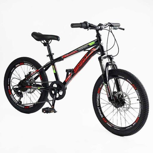 Спортивный велосипед детский горный 20" Corso Spirit рама 12" скорости 7 подростковый для детей 110-130 см (2053009)