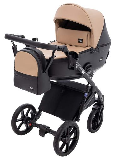 Коляска 2 в 1 Bair Kiwi Plus ECO капучино чорний люлька з вентиляцією прогулянковий блок з регулюванням спинки 2024 (2053866)