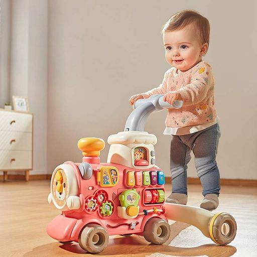 Ходунки-каталка Baby Walker Train 5 в 1 з піаніно підсвіткою звуком потяга годинником та сортером для дітей (2054026)