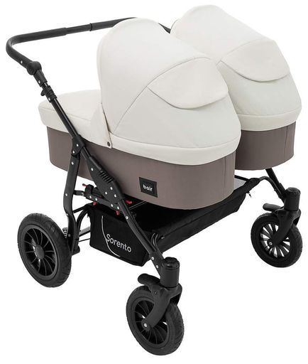 Коляска 2 в 1 для двійні Bair Sorento DUO BS-03 слонова кістка / капучино (2054375)
