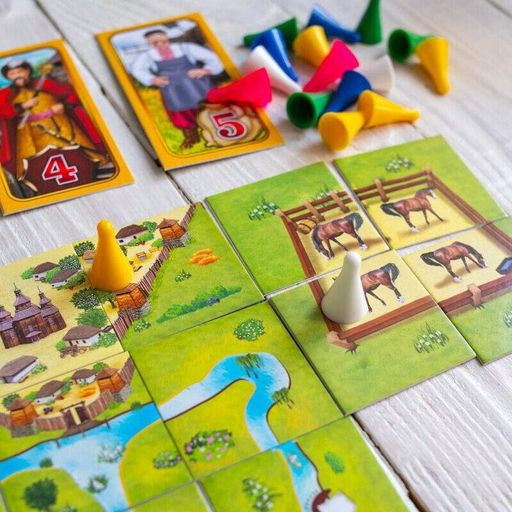 Настольная игра "Запорожская Сечь" стратегическая для 2-5 игроков 96 тайлов 40 фишек-воинов для детей от 8 лет (2054378)