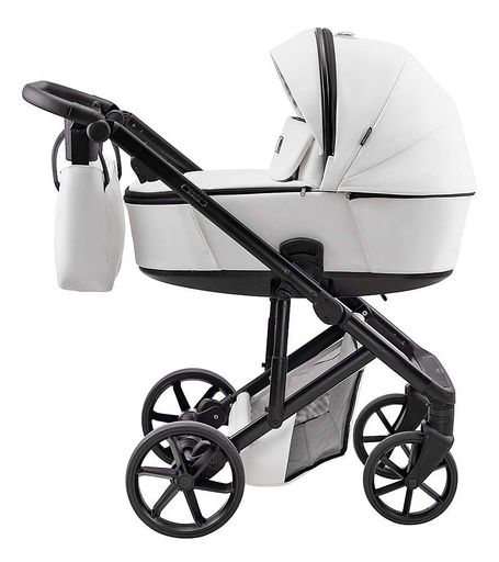 Коляска 2 в 1 Adamex Dolce Eco SA-1 біла з прогулянковим блоком утепленою накидкою та аксесуарами для комфорту (2054448)