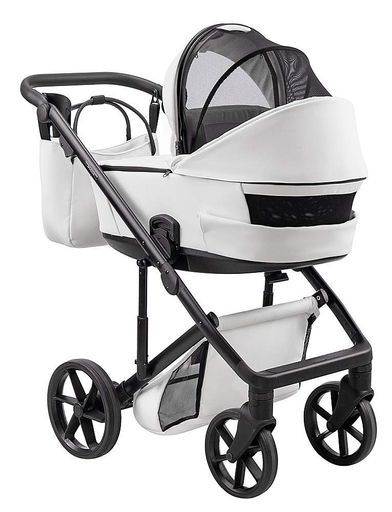 Коляска 2 в 1 Adamex Dolce Eco SA-1 біла з прогулянковим блоком утепленою накидкою та аксесуарами для комфорту (2054448)