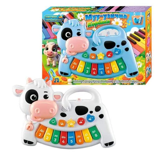 Музичне піаніно "WToys" з озвучуванням українською мовою яскраве підсвічування ноти мелодії для дітей 23.5х16 см (2054924)