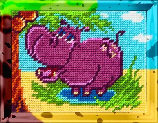 Вишивка напівхрестиком 15×20 см «Бегемот біля пальми», «Bambini», X-2234 (2056016)