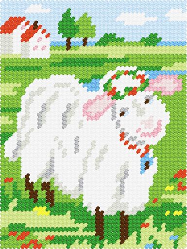Вишивка напівхрестиком 15×20 см «Закохана овечка», «Bambini», X-2291 (2056064)
