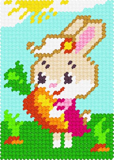 Вишивка напівхрестиком 10×14 см «Зайка з морквою», «Bambini», X-2132 (2056092)