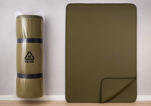 Флисовое одеяло Brandit Olive, тёплое туристическое плед-одеяло 130 × 170 см для кемпинга и отдыха KT7003601 (2056188)