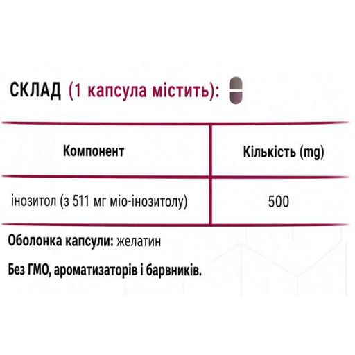 Інозитол Green Visa Міо-інозитол 500 mg 90 капс (2056268)