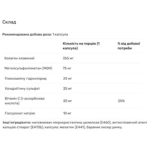Комплекс для суставов Biotus MSM+collagen 120 Caps (2056280)