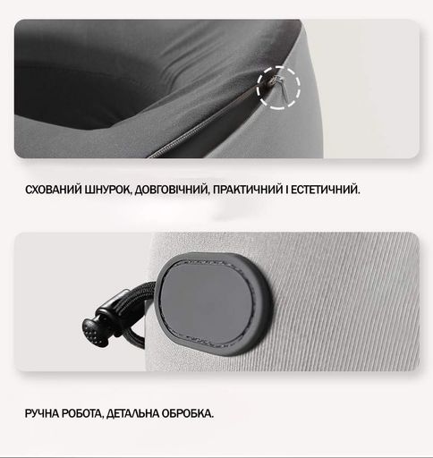 Ергономічна дорожня подушка для шиї U-Shape з капюшоном + круглий контейнер, чорна KT7006281 (2056642)