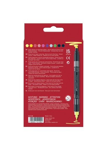 Фломастеры 10 цв. FABER CASTELL Fibre -Tip Neon двусторонние (151109) (2058681)