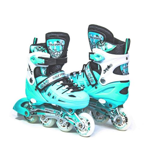 Детские раздвижные ролики Scale Sports в комплекте со шлемом и защитой, мятного цвета, р-р 34-37 (2058845)